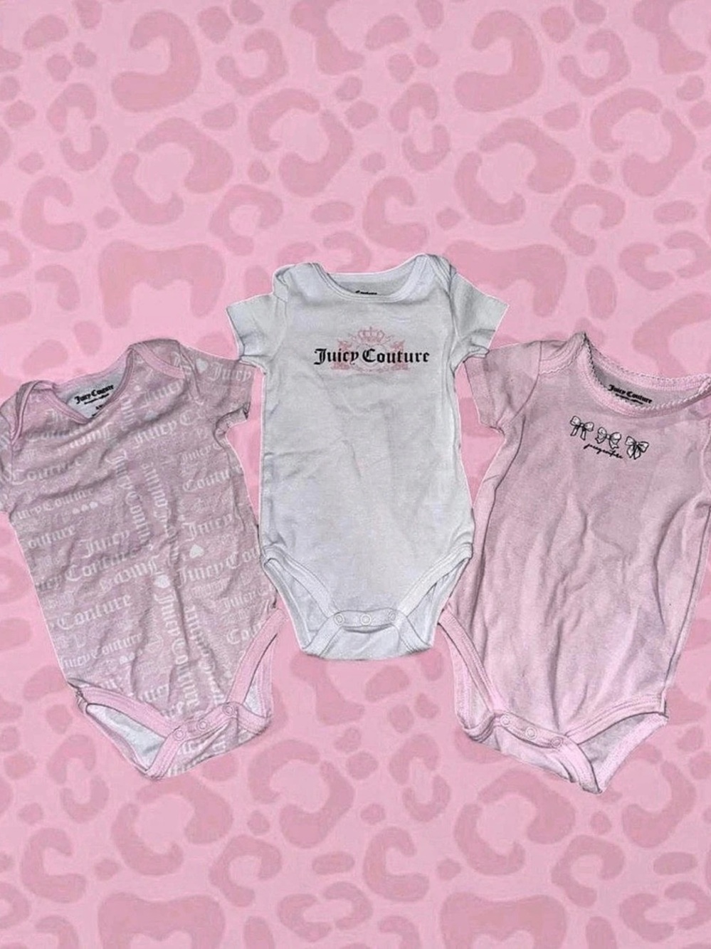 Juicy Couture 3-Piece Bodysuit Set in Pink & White